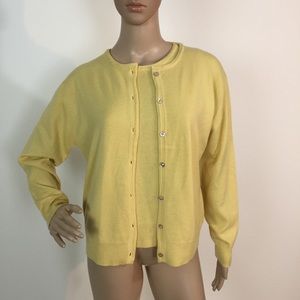 M 100% Cashmere Twinset Cardigan Top Yellow